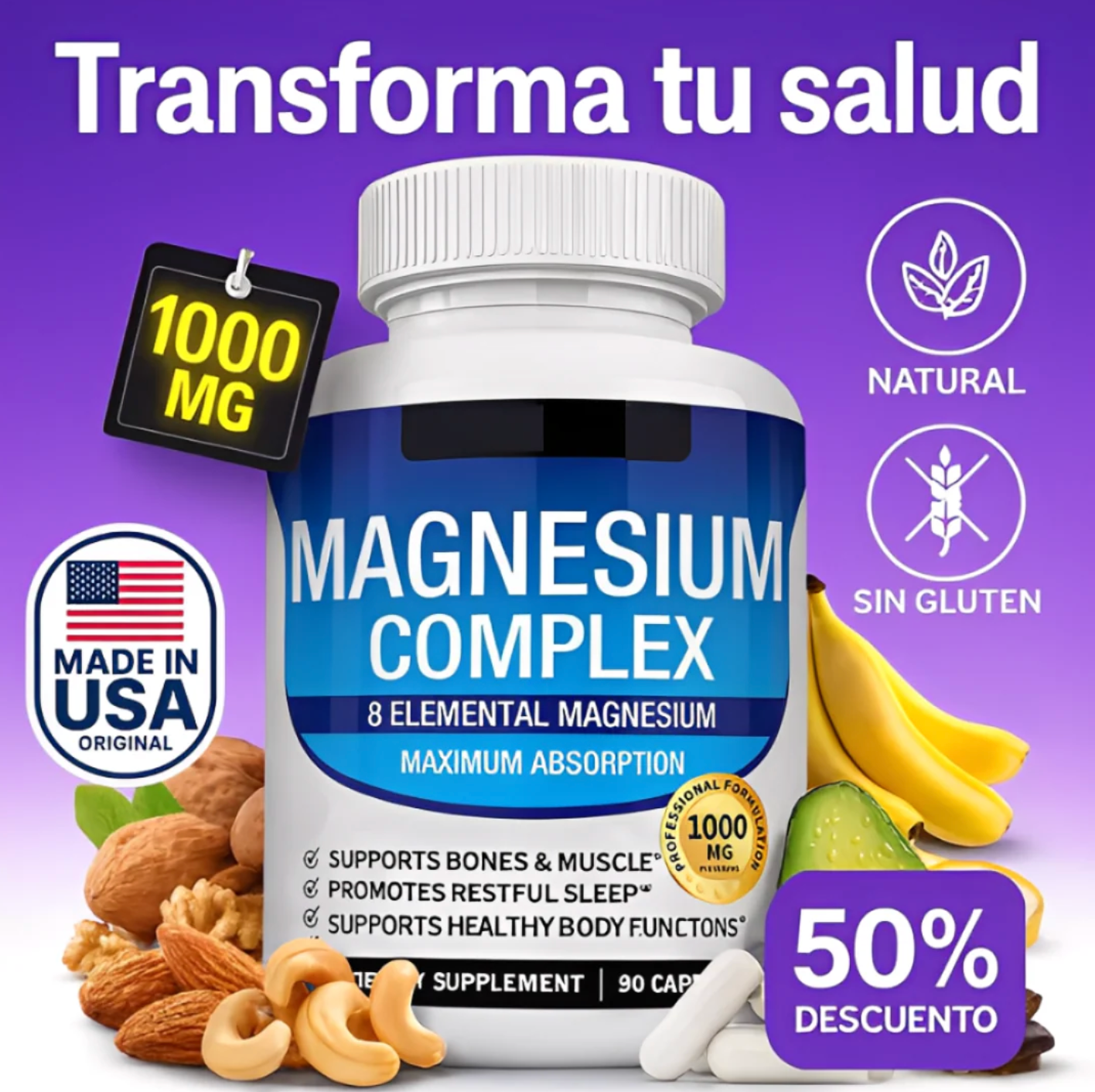 Complejo de magnesio 8 en 1 🇺🇸 Producto 100% Americano